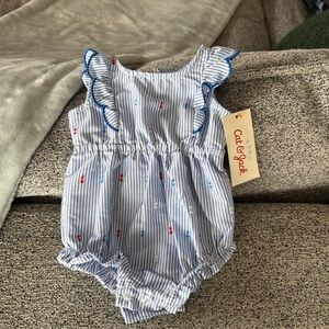 Cat & Jack Blue and White Striped Baby Romper